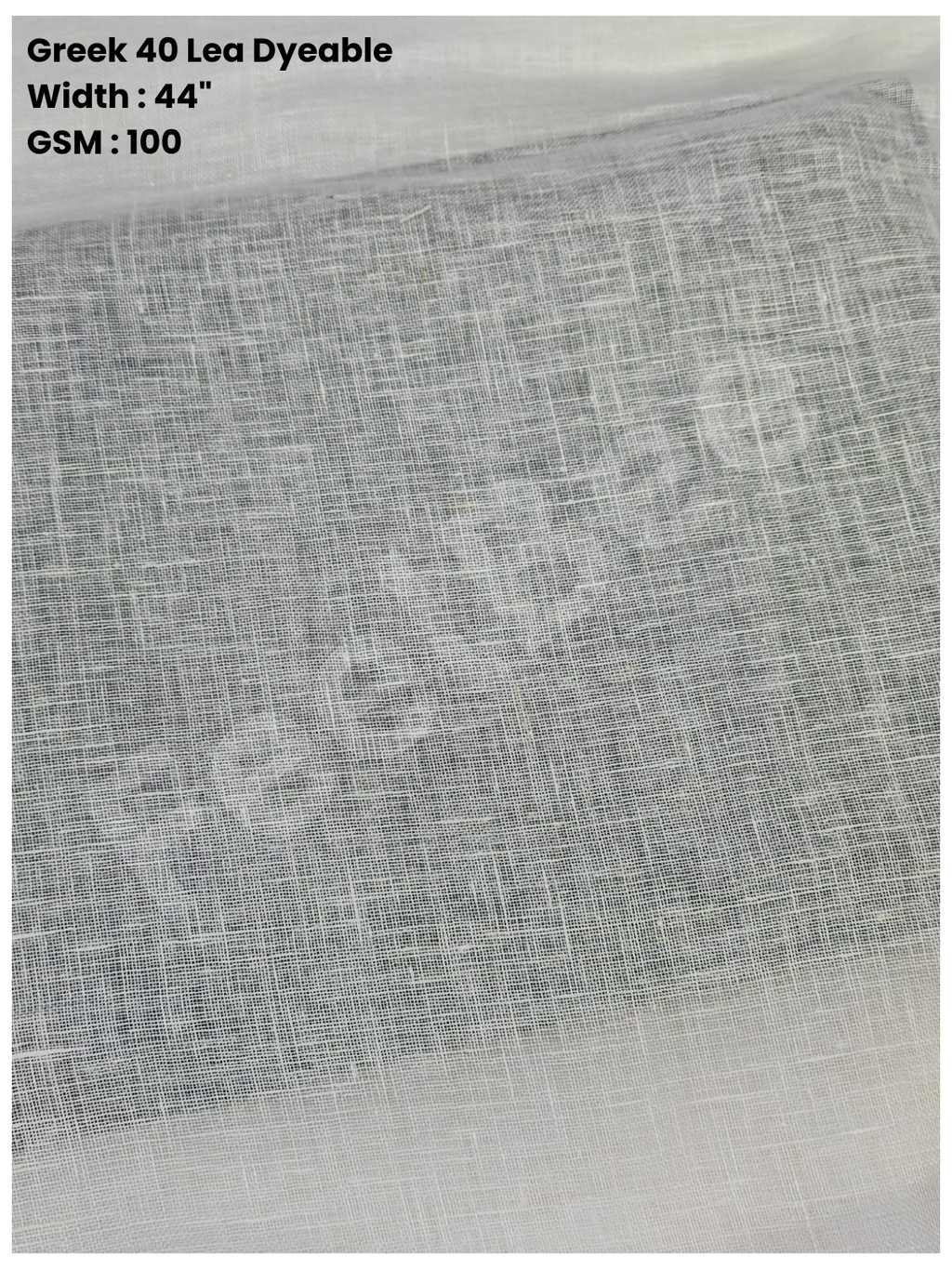 Greek Linen Dyeable Fabric (100 GSM) – 44" Width