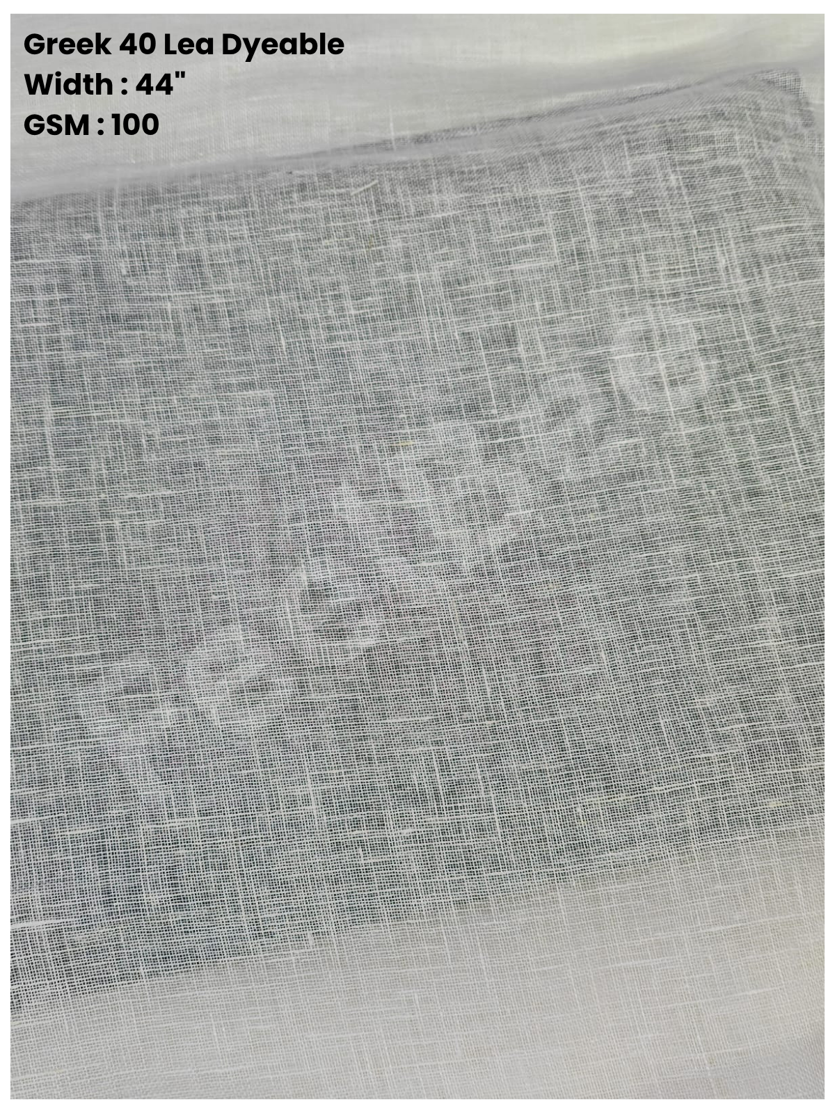 Greek Linen Dyeable Fabric (100 GSM) – 44" Width