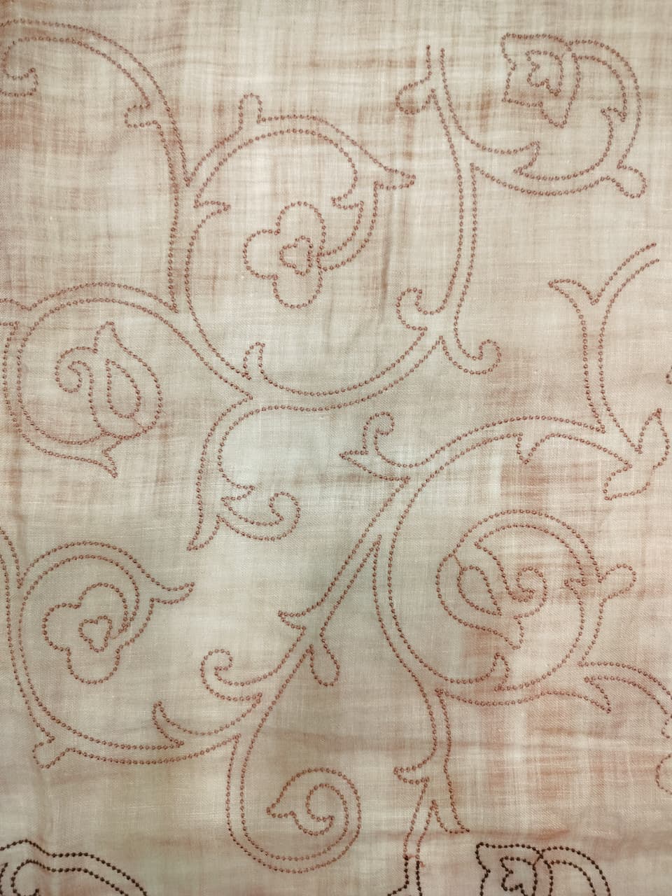 Textured Pure Linen With Self Embroidery